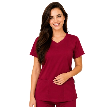 Bluza medyczna bordowa elastyczna bawełna roz. M – bluza medyczna – bluza lekarska robocza